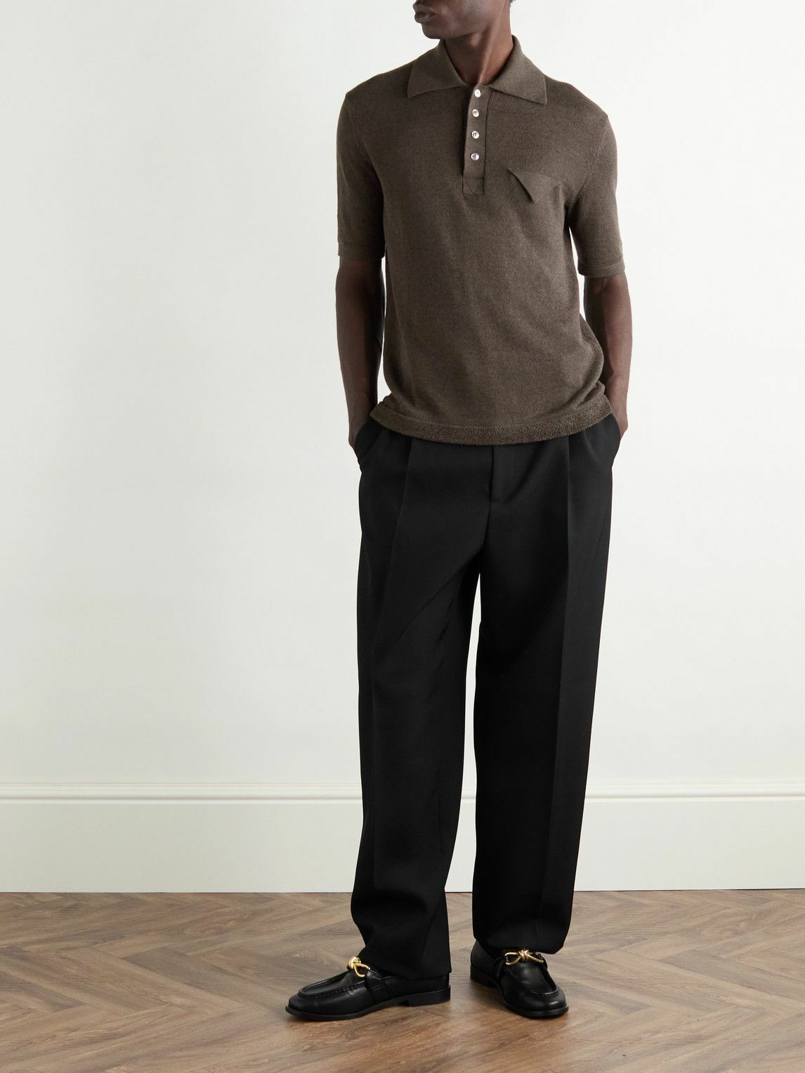 Bottega Veneta - Terry-Trimmed Linen and Cotton-Blend Polo Shirt
