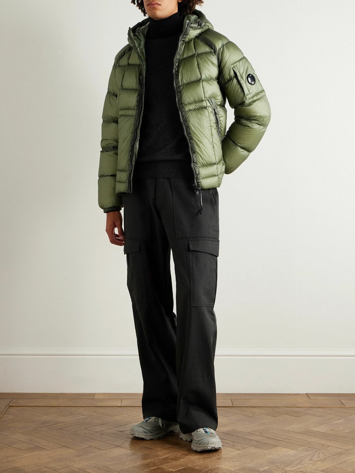 C.P. Company - Logo-Appliquéd Quilted D.D. Shell Hooded Down Jacket - Green