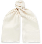 Favourbrook - Fringed Polka-Dot Silk-Twill Scarf - White