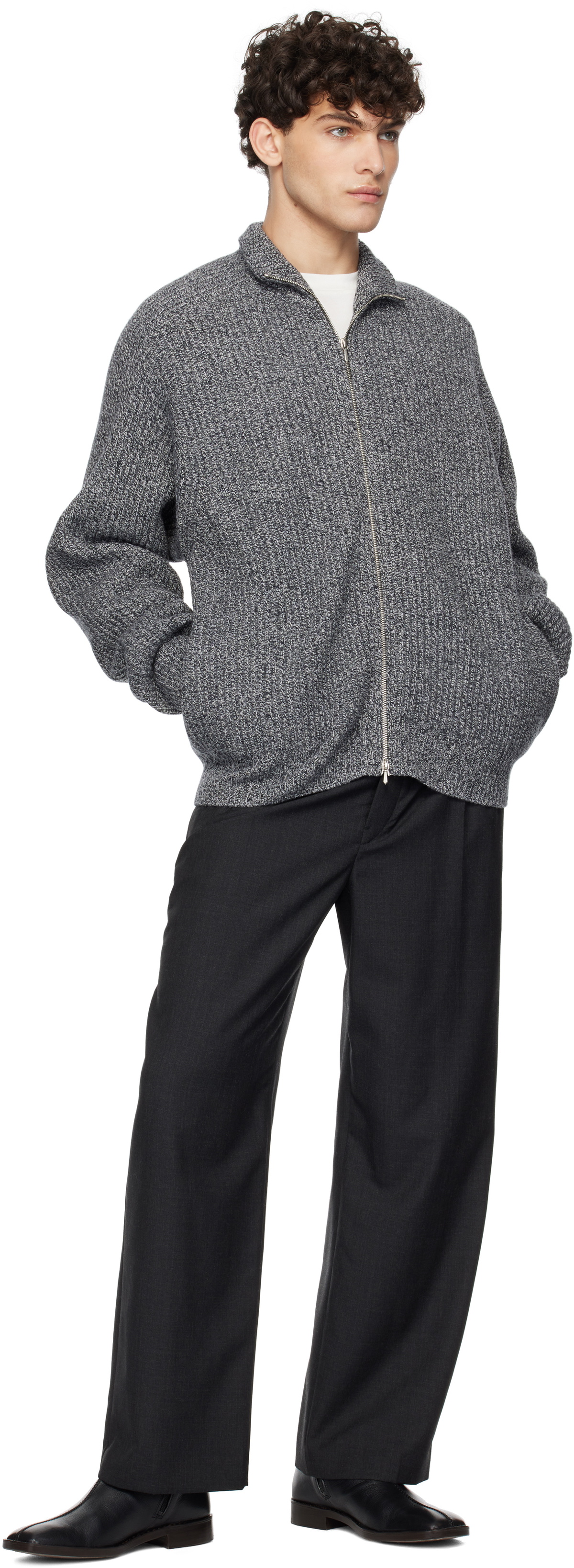 YLÈVE Gray Wool & Cashmere Sweater