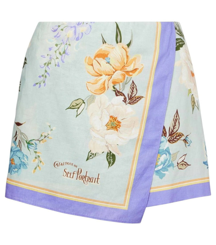 Photo: Self-Portrait Floral linen and cotton shorts