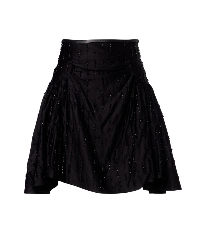 Photo: Jacques Wei Embellished ruched satin miniskirt