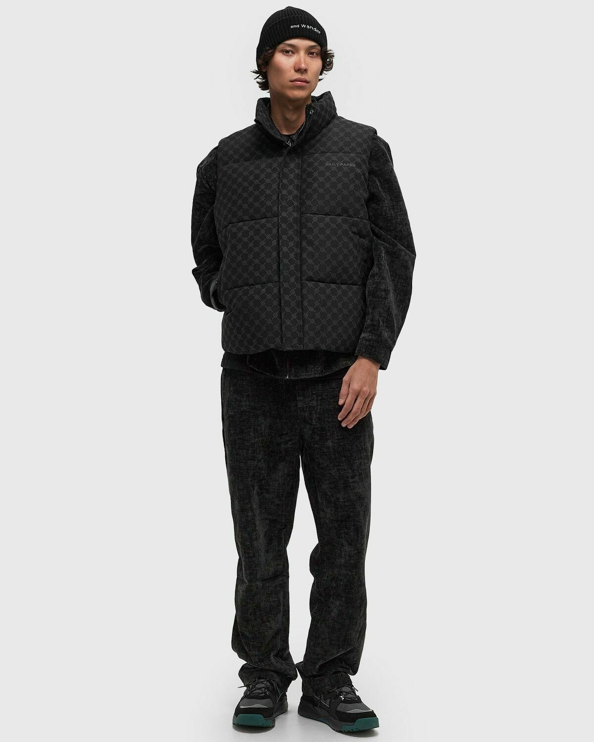 Daily Paper PONDO COTTON MONOGRAM BODYWARMER Black Mens Vest