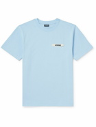 Jacquemus - Grosgrain-Trimmed Logo-Embroidered Cotton-Jersey T-shirt - Blue