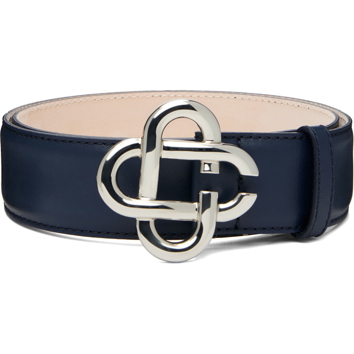 Photo: Casablanca Navy Classic Leather CC Logo Belt