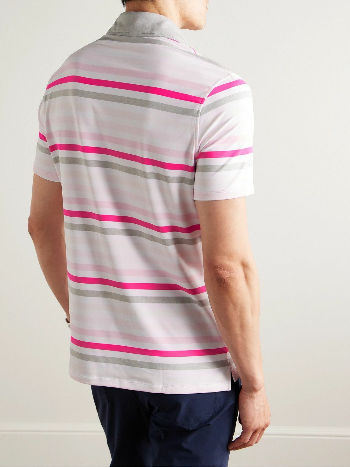 G/FORE - Slim-Fit Striped Tech-Jersey Golf Polo Shirt - Pink G/FORE