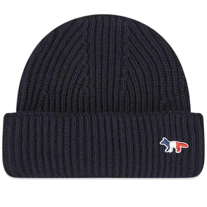 Photo: Maison Kitsune Ribbed Hat Tricolor Fox Patch