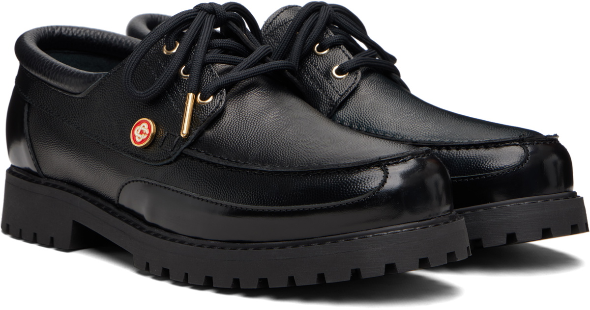 Casablanca Black Leather Boat Shoes
