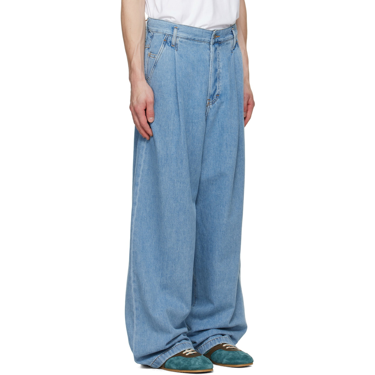 Dries Van Noten Blue Pleated Jeans