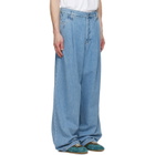 Dries Van Noten Blue Pleated Jeans