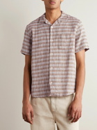 Corridor - Camp-Collar Striped Cotton-Blend Jacquard Shirt - Purple