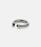 David Yurman Petite Cable sterling silver ring with onyx