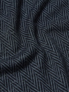 Altea - Silk, Cashmere and Linen-Blend Jacquard Polo Shirt - Blue