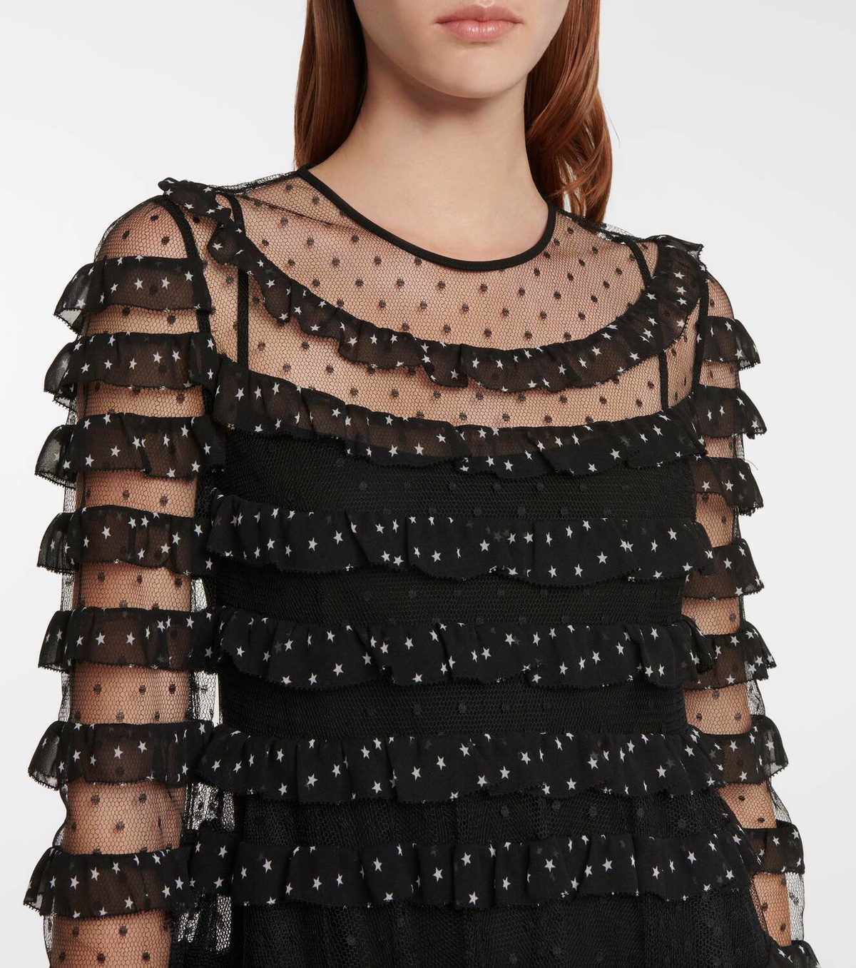 REDValentino Point d'esprit tulle and georgette minidress