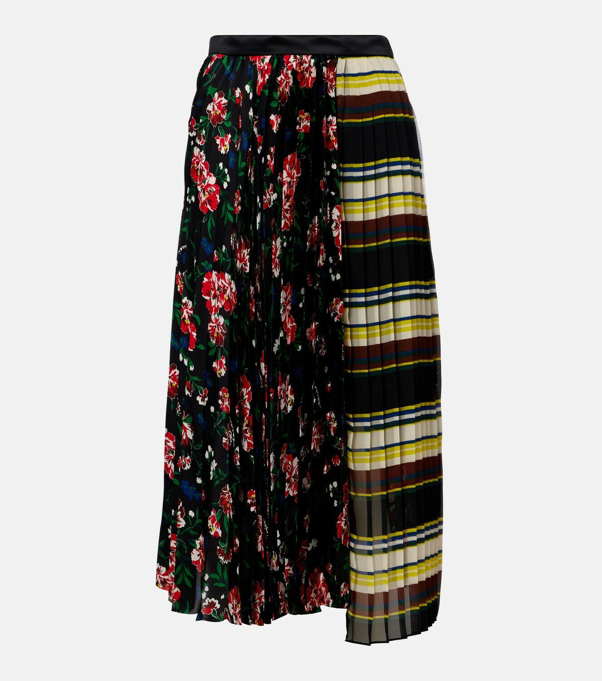Sacai Printed plissé midi skirt