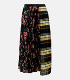 Sacai Printed plissé midi skirt