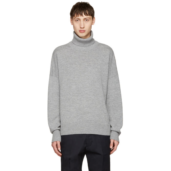 Photo: AMI Alexandre Mattiussi Grey Oversized Merino Turtleneck