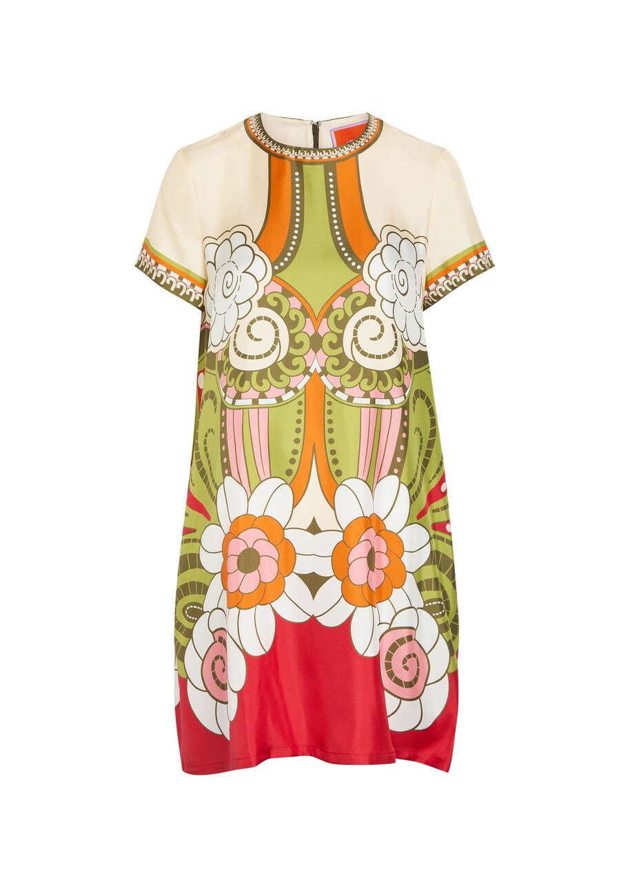 LA Double J Swing Printed Silk Mini Dress Multicoloured