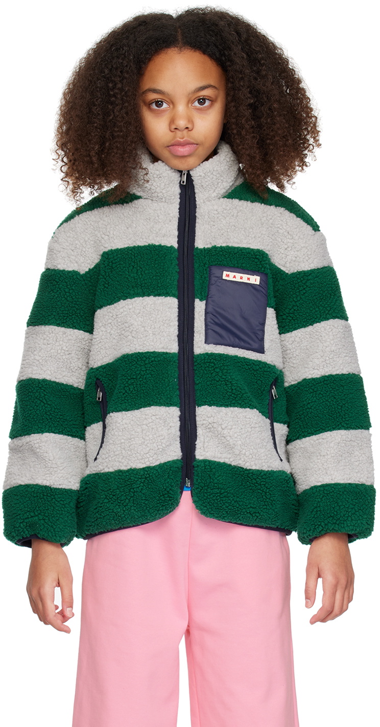 Marni Kids Green Striped Jacket