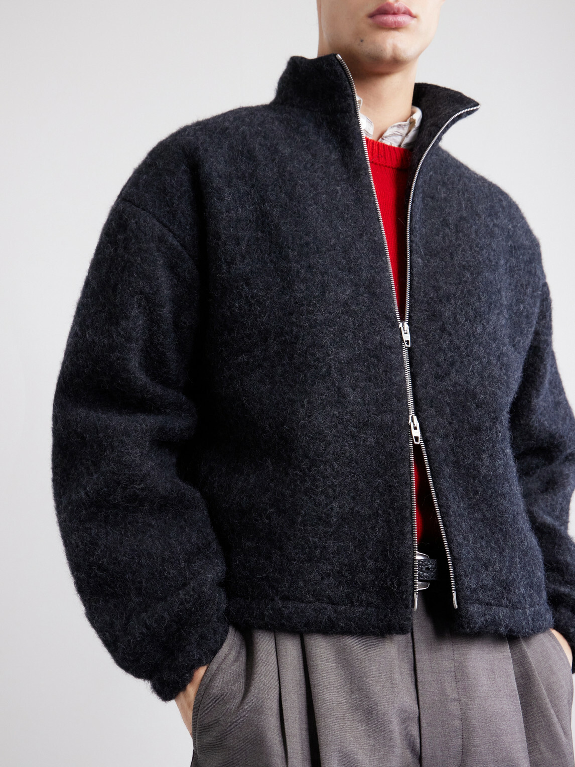 Jil Sander - Brushed Wool-Blend Blouson Jacket - Blue