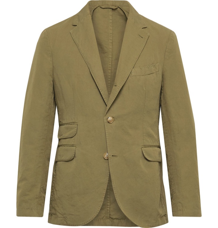Photo: MAN 1924 - Kennedy Unstructured Linen and Cotton-Blend Suit Jacket - Green