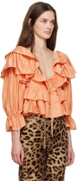 Chloé Orange Cropped Ruffle Blouse