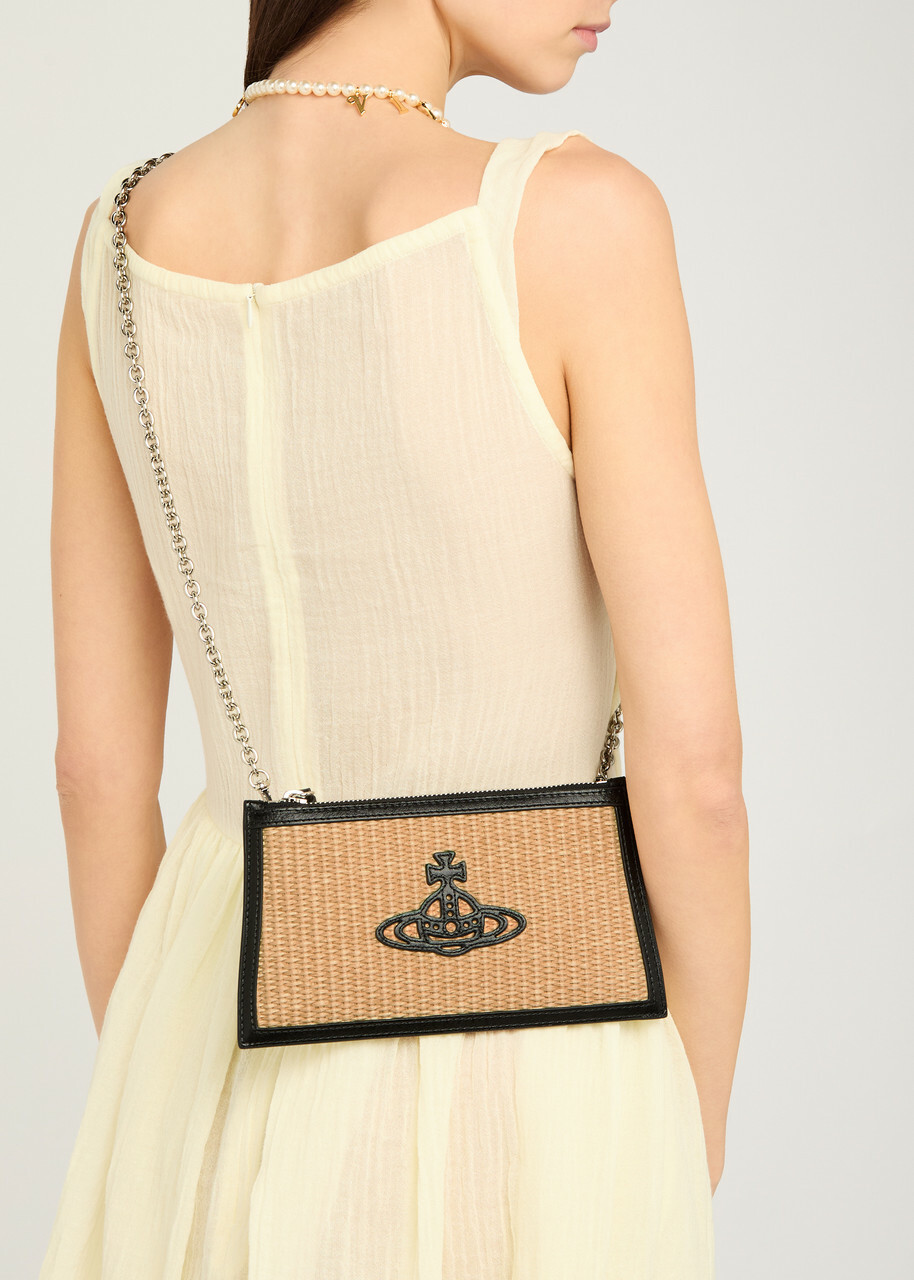 Vivienne Westwood Logo-appliquéd Raffia Clutch - Natural - One Size