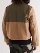 Reese Cooper® - Cropped Shell-Trimmed Fleece Bomber Jacket - Brown