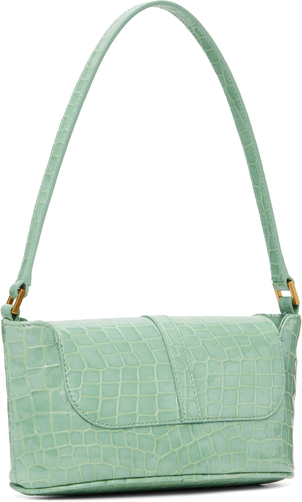 BY FAR Green Croco Miranda Baguette Bag