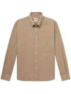 De Bonne Facture - Button-Down Collar Cotton-Flannel Shirt - Neutrals