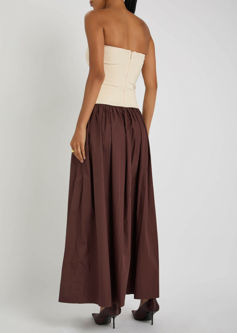 Esse Studios Strapless Cotton and Jersey Midi Dress Cream