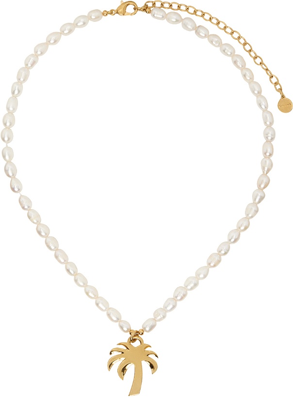 Photo: Palm Angels White Pearls Palm Necklace