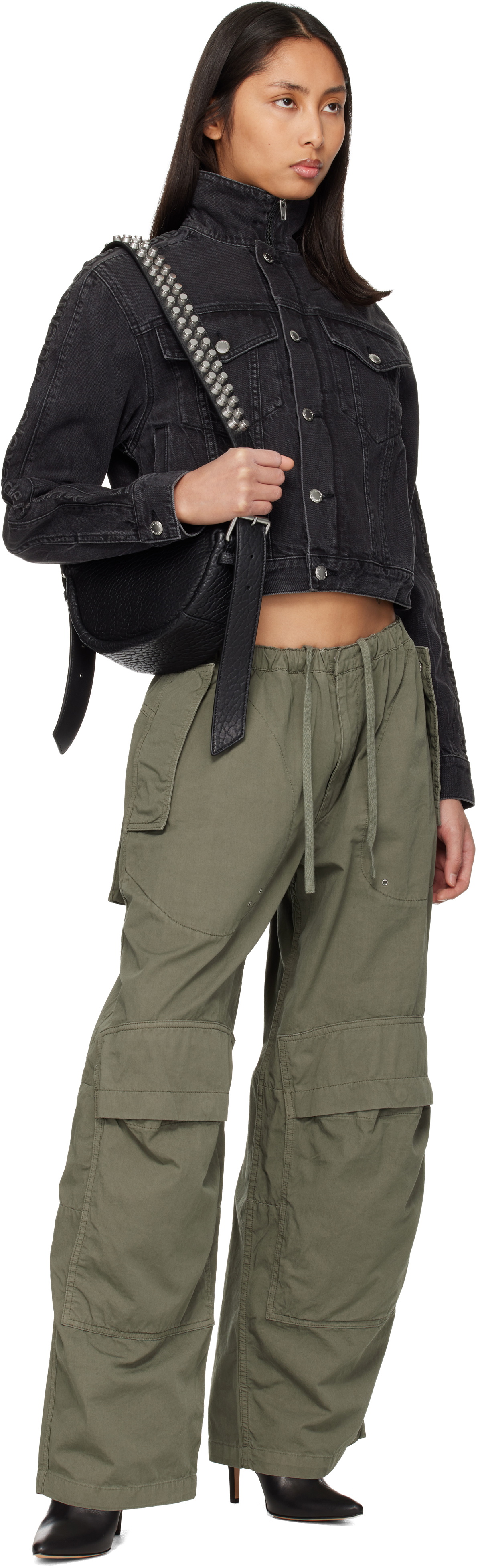 Alexander Wang Khaki Mid-Rise Articulated Pockets Cargo Pants