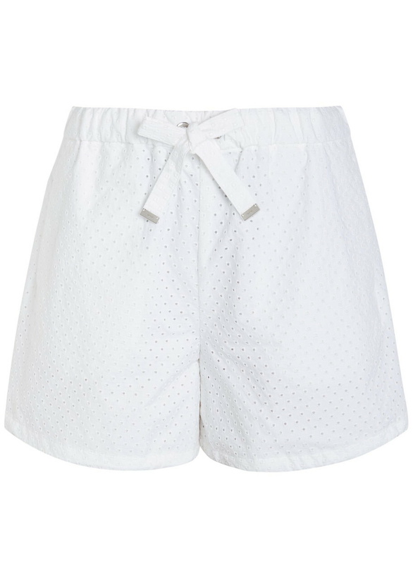 Photo: Moncler Logo-appliquéd Embroidered Cotton Shorts White