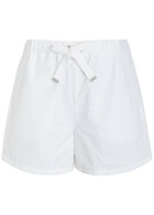 Moncler Logo-appliquéd Embroidered Cotton Shorts White
