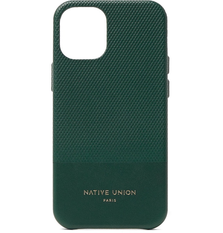 Photo: NATIVE UNION - Clic Heritage Textured-Leather iPhone 12 Mini Case - Green