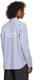 Comme des Garçons Homme Blue & White Stripe Stylized Logo Shirt