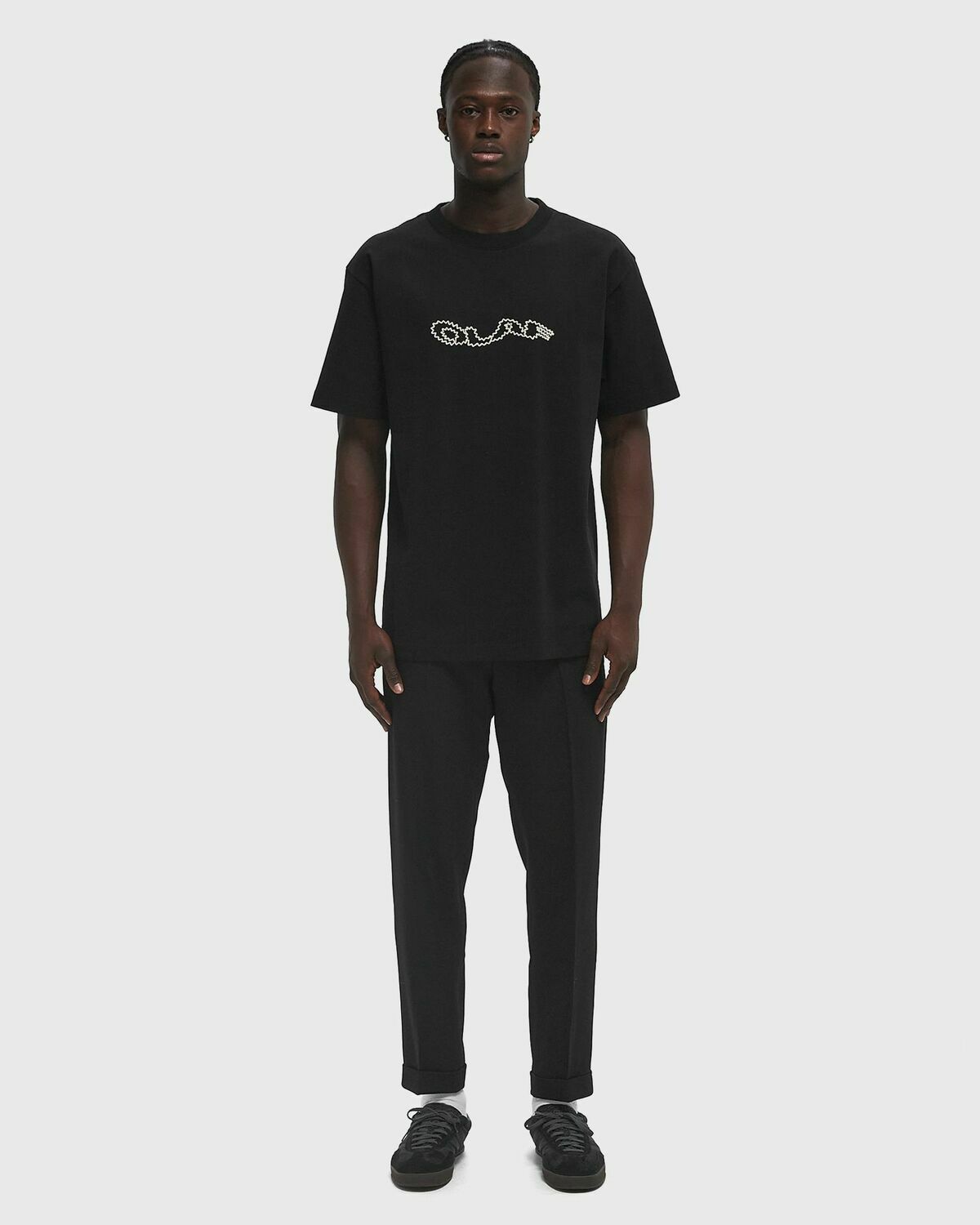 ØLÅF ZIGZAG WAVY DRIFT TEE Black Mens Shortsleefe