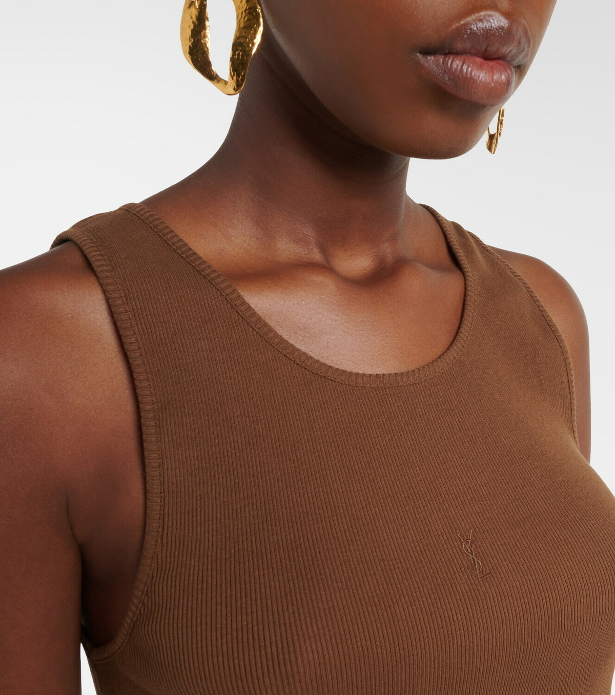 Saint Laurent Cassandre cotton jersey tank top