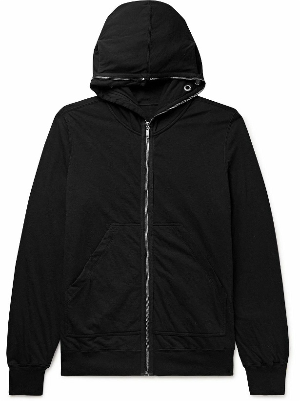 Photo: DRKSHDW by Rick Owens - Slim-Fit Cutout Padded Cotton-Jersey Zip-Up Hoodie - Black