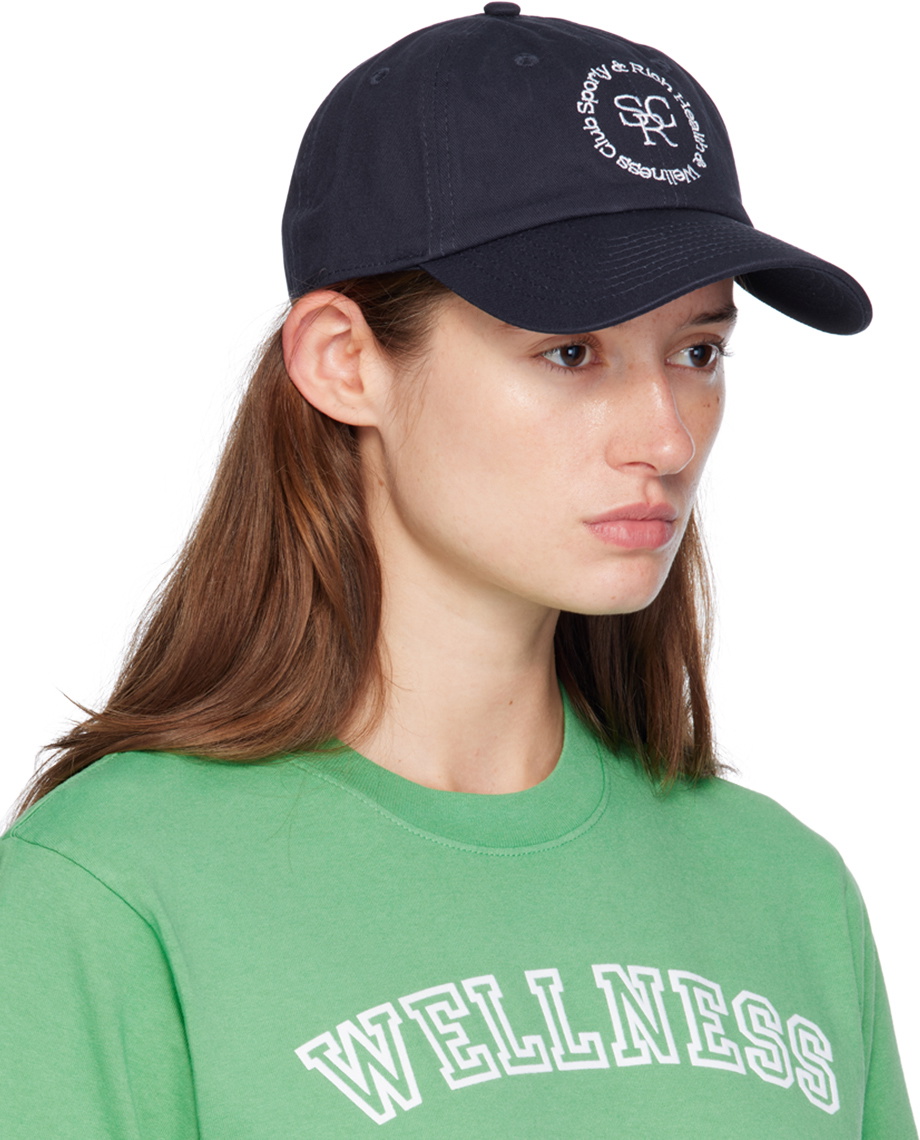 Sporty & Rich Navy 'SRHWC' Embroidered Cap