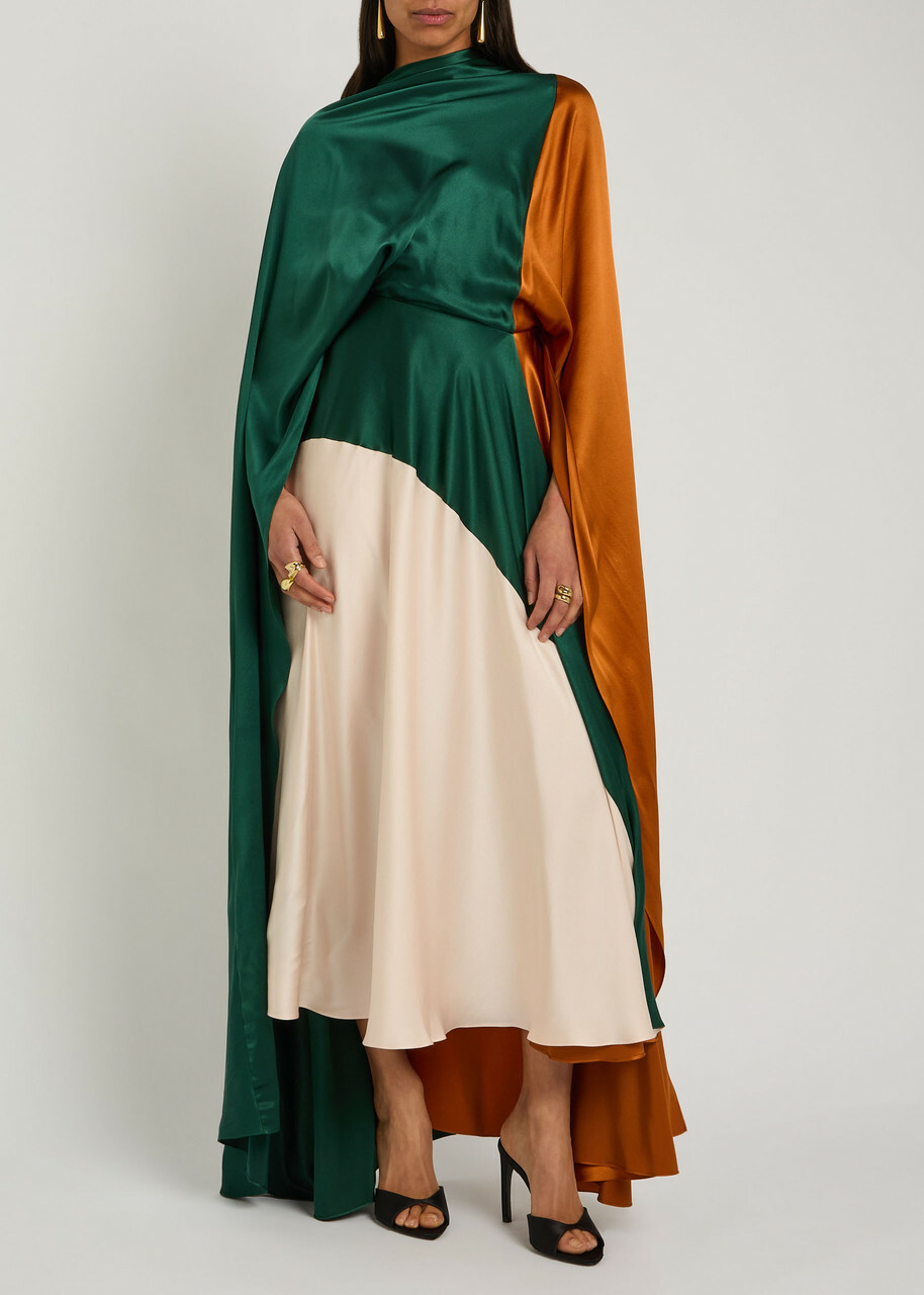 Roksanda Neolitsea Draped Colour-block Silk Maxi Dress Multicoloured 1