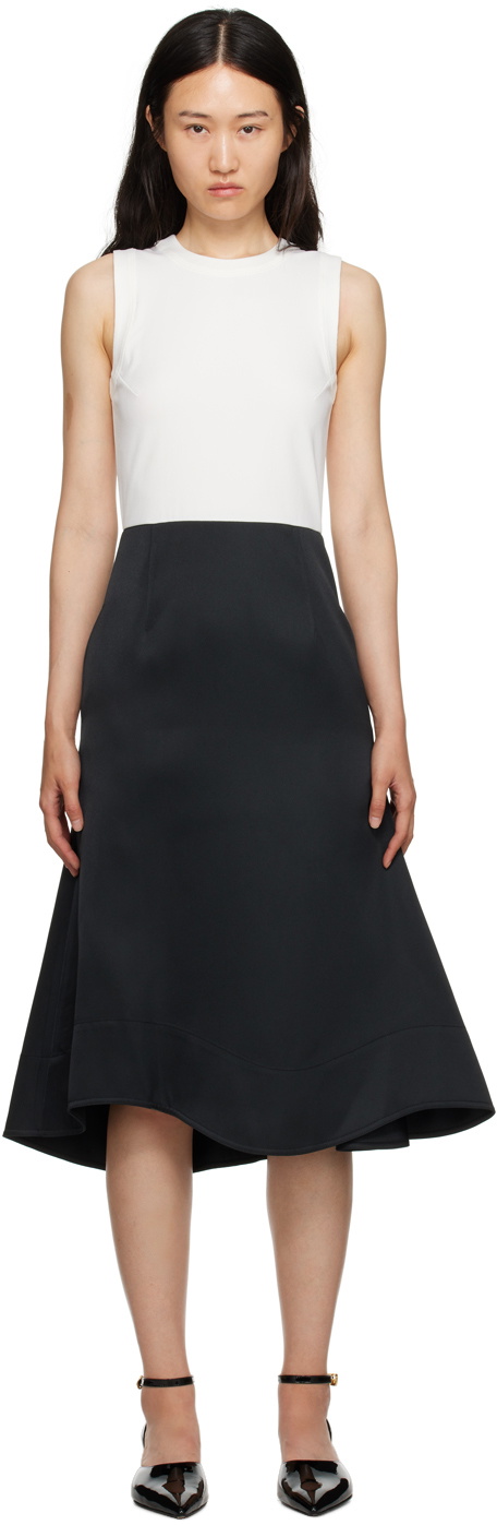 [RECTO] / ☆ RC SIGNATURE CURVED NECK DRESS / BLACK Black RC Signature Curved Neck Midi Dress by RECTO on Sale