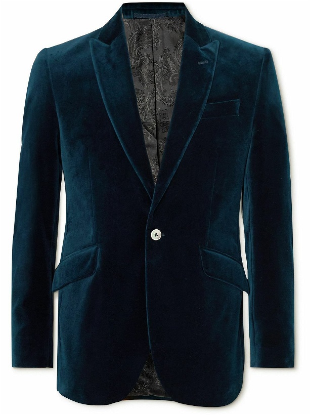 Photo: Favourbrook - Newport Slim-Fit Cotton-Velvet Jacket - Blue