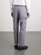 Thom Browne - Carpenter Cropped Straight-Leg Belted Cotton Trousers - Gray