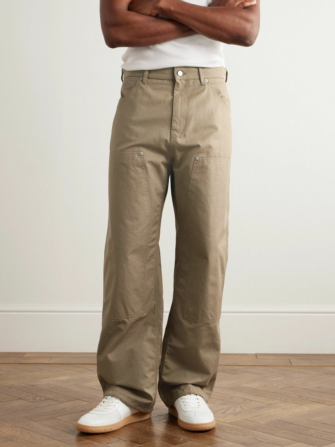 【関税＆送料込み】Valentino Garavani Ivory Trousers With G VALENTINO GARAVANI Wool-twill wide-leg pants | NET-A-PORTER