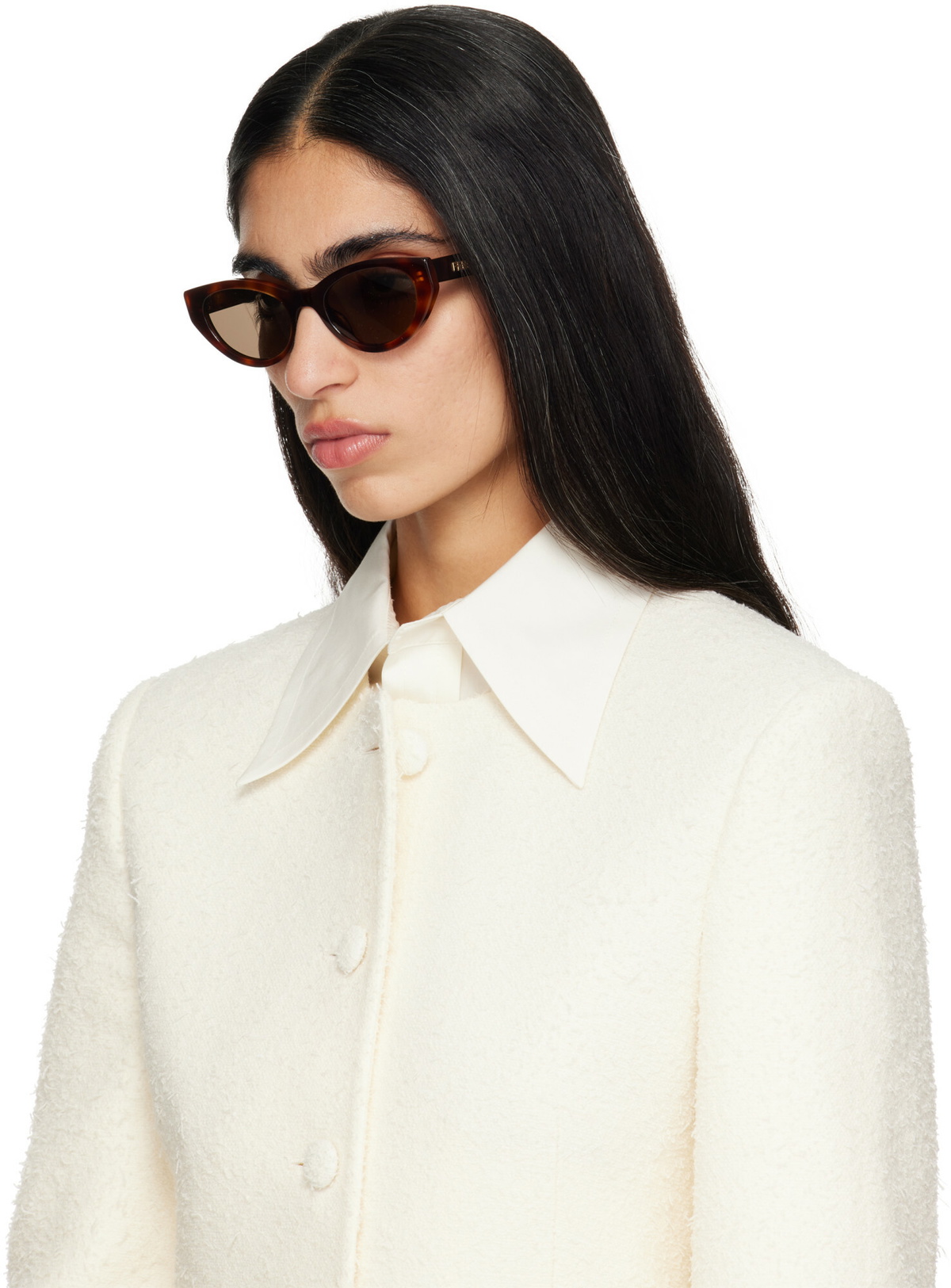 Fendi Brown Lettering Sunglasses