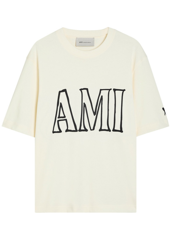 Photo: Ami Paris Printed Cotton T-shirt Off White