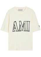 Ami Paris Printed Cotton T-shirt Off White
