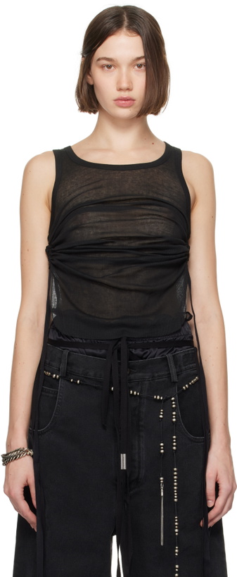 Photo: Ann Demeulemeester Black Mara Wrinkled Cropped Tank Top